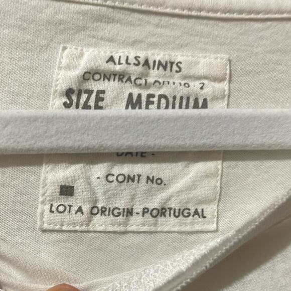 All Saints New Divisions Divide Short Sleeve White T Shirt Size M Retails $95 - Picture 3 of 4